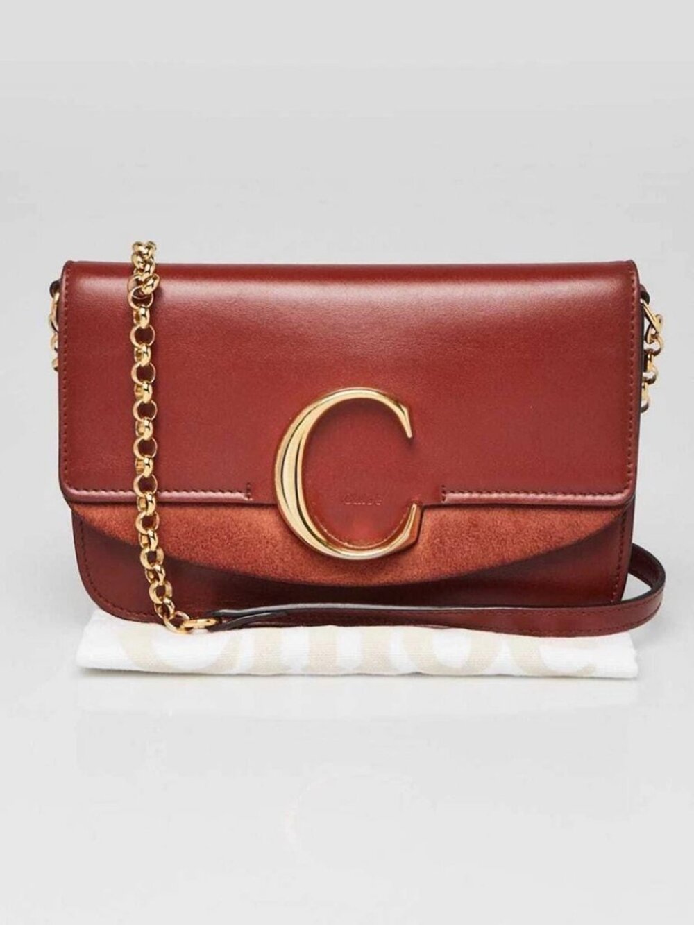 Chloe Brown Leather Mini C Chain Bag - Picture 2 of 11